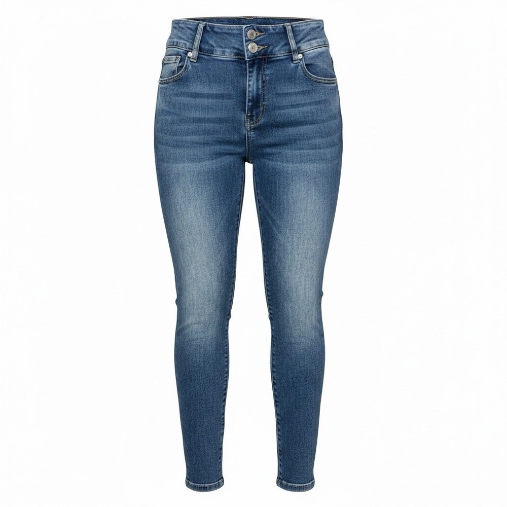 No Boundaries Skinny Blue Jeans Womens 17 High Rise 3-Button Acid Wash